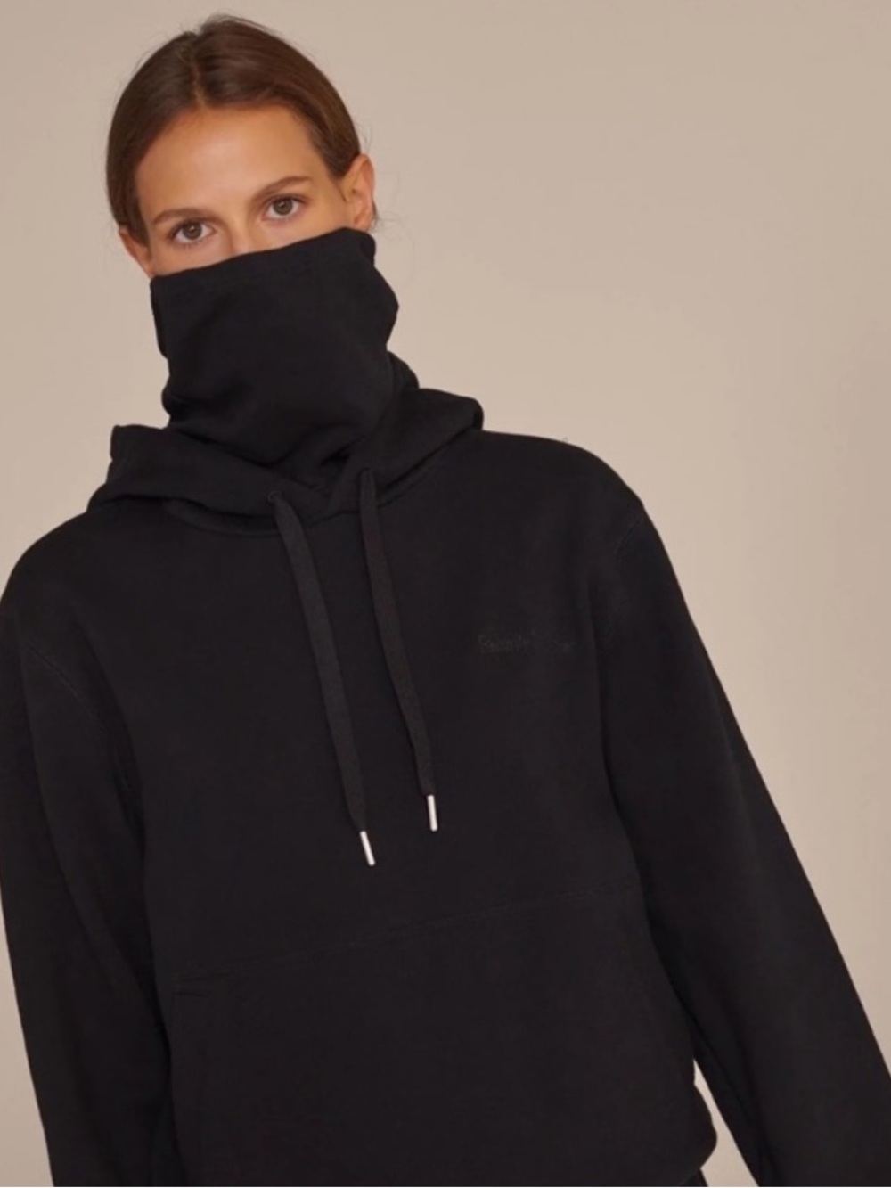 Favorite Daughter Sweatshirt Mask Hoodie in Black